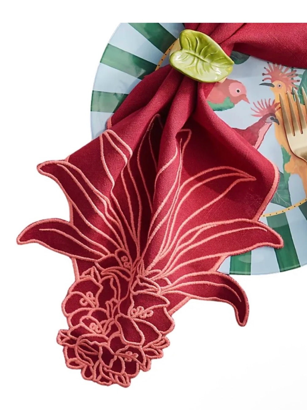 Farm Rio x Anthropologie Embroidered Napkin,
Set of 2, Berry